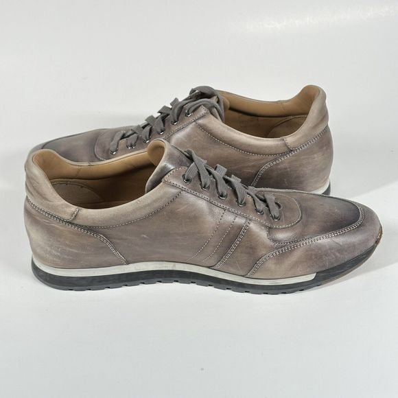 Magnanni Ibiza Mens Sneakers Shoes Size 11 Water Distressed Calf Skin 22652 Grey - Picture 6 of 16